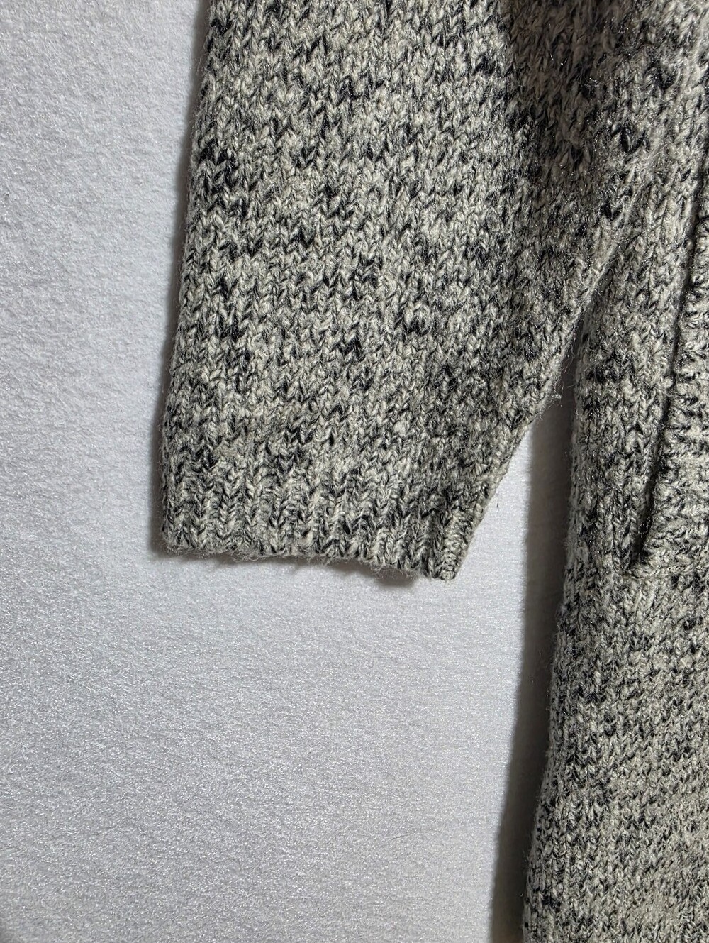 PURE JILL MARLED OPEN FRONT LONG CARDIGAN SWEATER GRAY BLACK SZ L - Picture 5 of 12